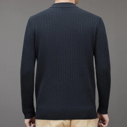 420g 100% Wool Men's High-quality Sweater, Business Casual Round-neck Pullover, Warm & Soft