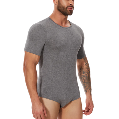 Men's Full Body Shaper Short Sleeve Top Tummy Control Briefs Bodysuit Butt Lifter Male Base Layer Pajamas Shaping Underwear New