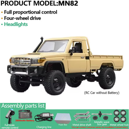MN82PRO MN82 1/12 RC Car 4WD 2.4G Remote Control Car Simulation Classic All-terrain Off-road LED Light RC Truck Toys As Kid Gift