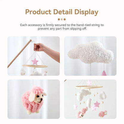 Baby Mobile Toy Wooden 0-12 Months Rattle Toy Baby Crib Mobile Toy Teddy Plush Alpaca Crib Bell Hanging Toy Baby Crib Bracket