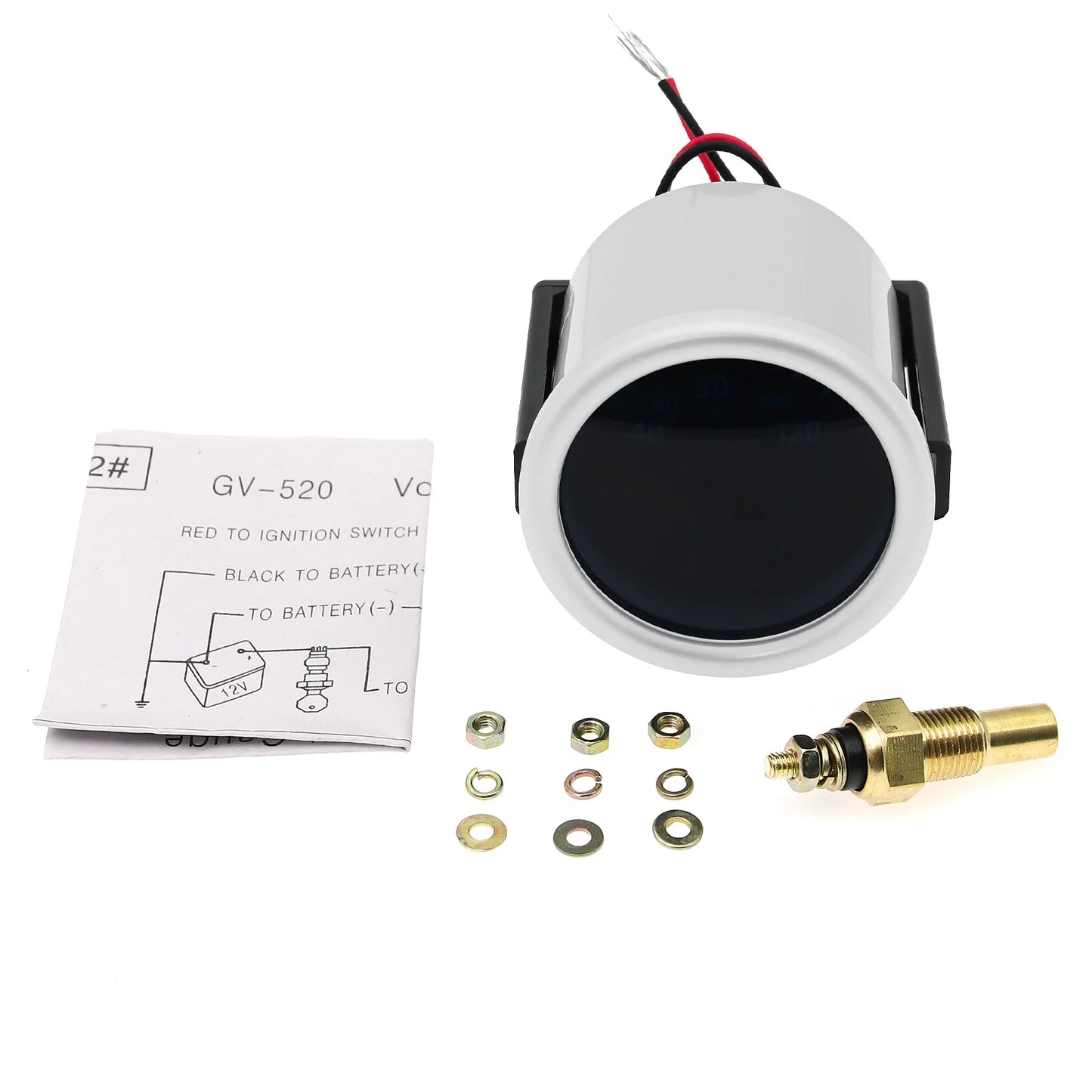 2"52mm Smoke Len PSI/BAR Turbo Boost Gauge Meter Water/Oil Temp Meter Tachometer Vacuum VOLT Oil Pressure for Gasoline Car 12V