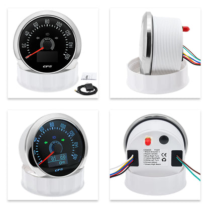 85MM Digital GPS Speedometer 0-160MPH 0-200KMH Speed Meter With GPS Antenna For Car Marine Boat 7 Color Backlight Speed Gauge