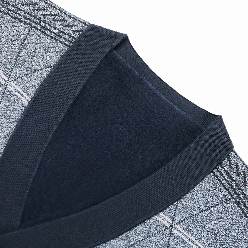 Men's Argyle Cardigan Vest Grey Knit Sweater Autumn Winter Warm Diamond Pattern Design Loose Comfortable Multiple Sizes Clothing