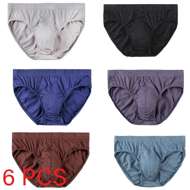 6 Pcs/Lot Men's 100% Cotton Panties Breathable Briefs Comfortable Male Underwear Lingerie Underpants Plue Size Xl -5Xl