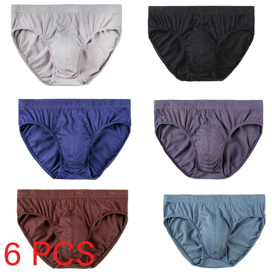 6 Pcs/Lot Men's 100% Cotton Panties Breathable Briefs Comfortable Male Underwear Lingerie Underpants Plue Size Xl -5Xl