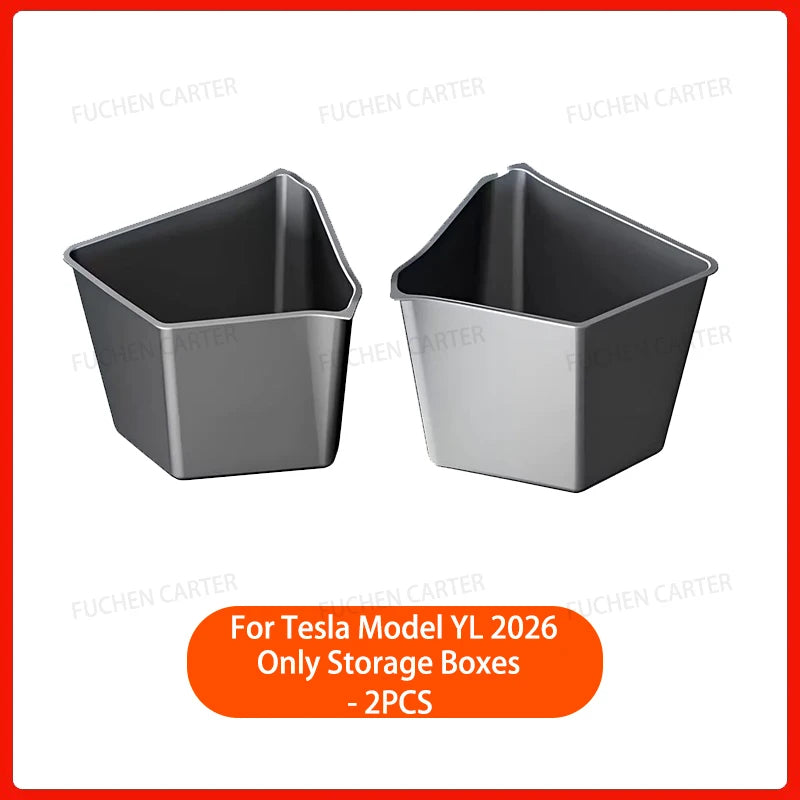 For Tesla NEW Model YL 2026 Rear Trunk Side Storage Box Cargo Organizer TPE Bin Box Flocking Mat Partition Board Accessories