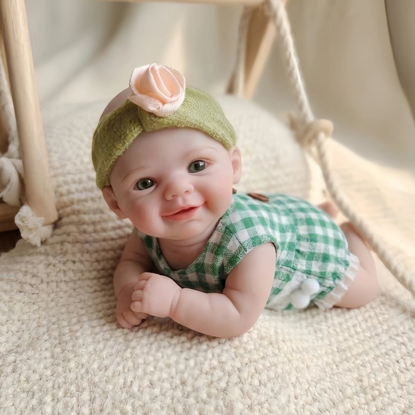 6 Inch/15cm Washable Mini Vivienne Full Silicone Reborn Girl Doll, Painted Realistic Skin, Soft Lifelike Bebe Reborn De Silicona