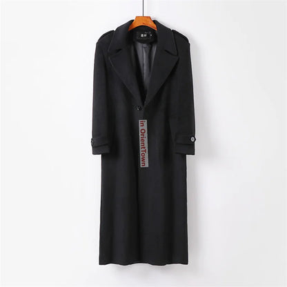 Wool Overcoat Men's Knee Length Windbreaker Autumn Winter Style Handsome British Trend Long Sleeve Woollen Coat Trench Jacket