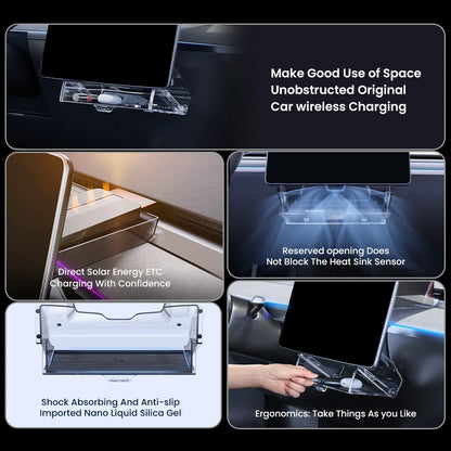 YZ For New Tesla Highland Model 3/Y/YL Juniper Tray Magnetic Under Screen Fold Storage Box ETC Screen Storage Box
