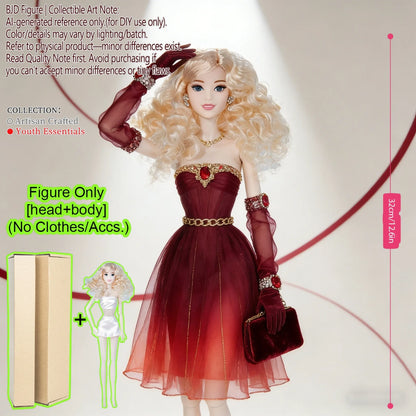 12.6 Inch 1/6 Fashion BJD MJD Supermodel Doll Ball Jointed Posable Collectible Realistic Hair NoClothes