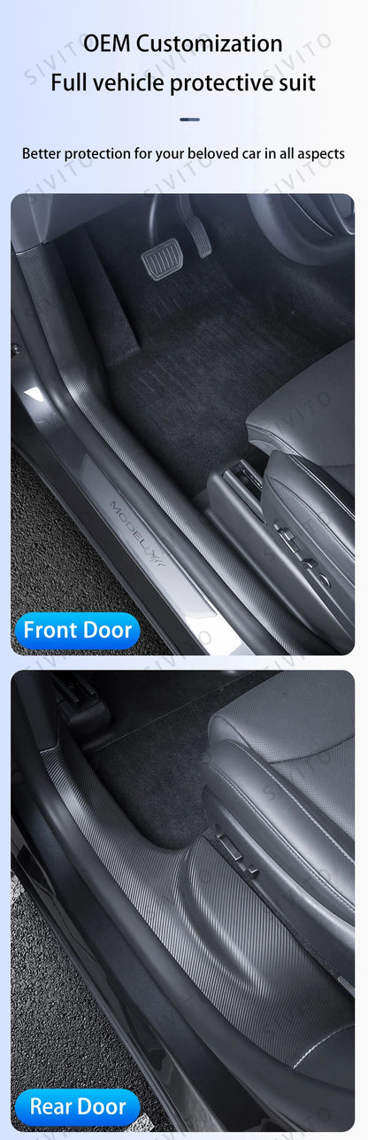 For Tesla Model YL Launch 2026 TPE Front Rear Door Sill Protector Threshold Strip Anti-kick Guard Panel Interior Decoration Set