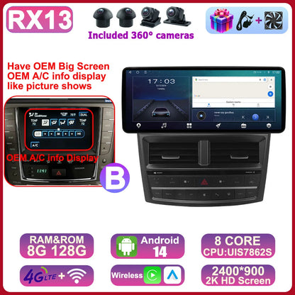 12.3" 2Din DSP Android 14 Car Radio Intelligent System For LEXUS IS200 IS220 IS250 IS300 IS350 2006 - 2012 Carplay Auto Navi HU