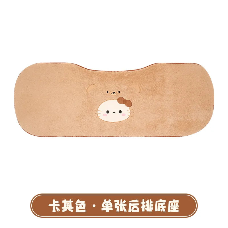 Hello Kitty Winter Plush Car Cushion Cover Cute Pink Warm Cartoon Women's Universal Warmth Seat Covers Auto Seat Accessories