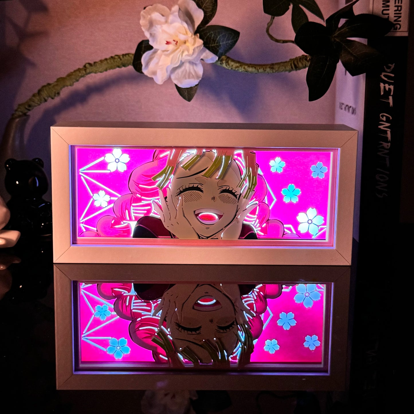Anime Paper Carved Lamp Cute Figure 3D Paper Led Color Light Box Room Decoration Collect Night Light Gifts