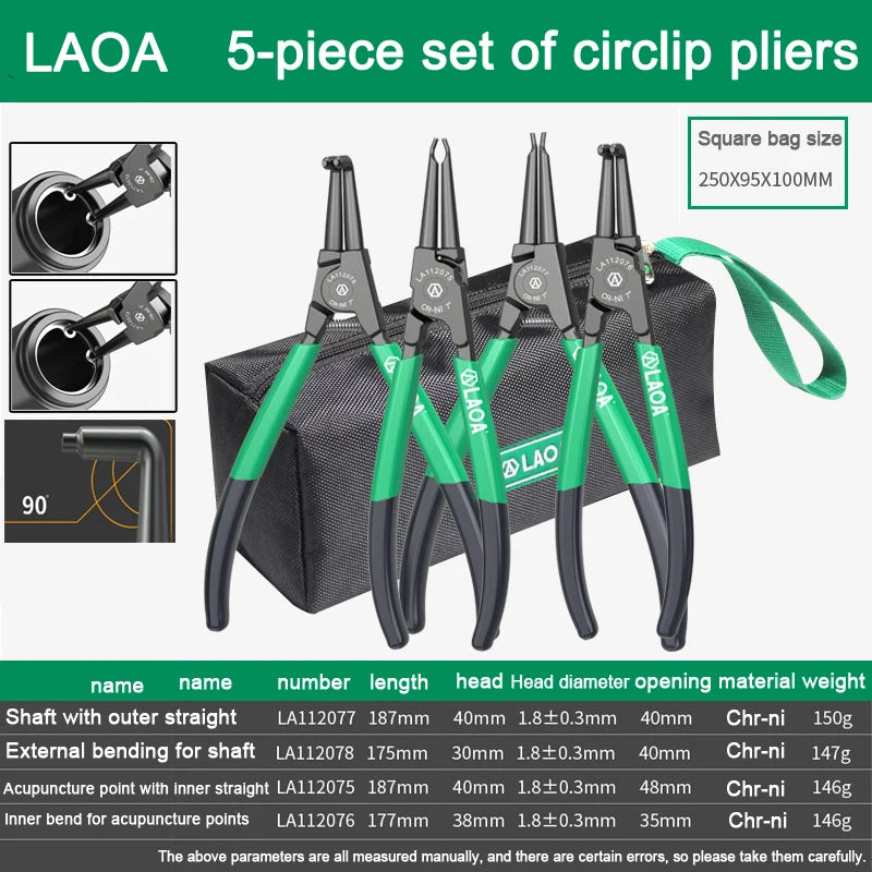 LAOA 7 inch Internal External Pliers Retaining Clips Portable Multifunctional Snap Ring Circlip Pliers For Hand Tool