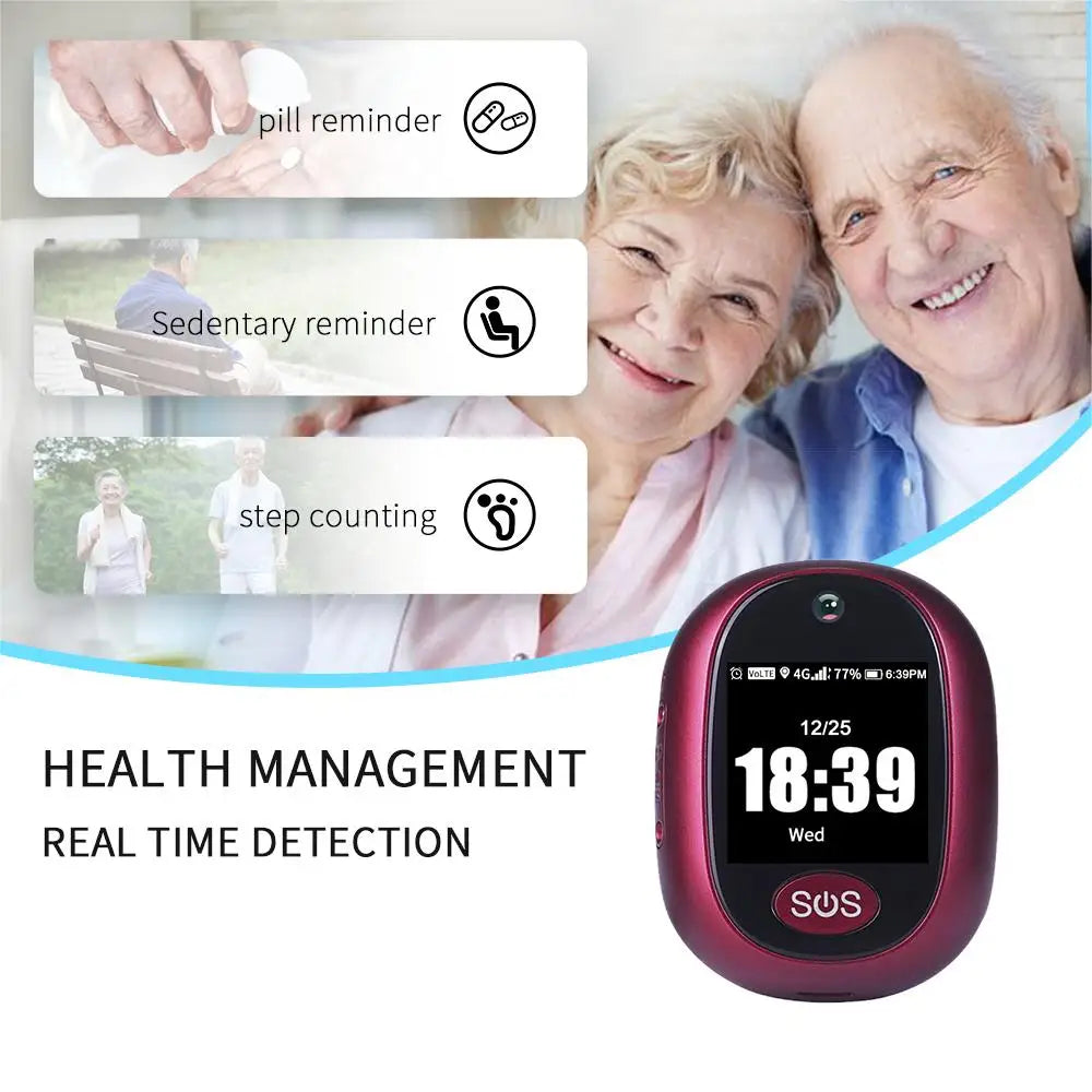 2026 for Elderly 4G GPS Tracking Watch V45 SOS Tracker Device Touch Waterproof IP67 HD Camera Call Health Management Locator