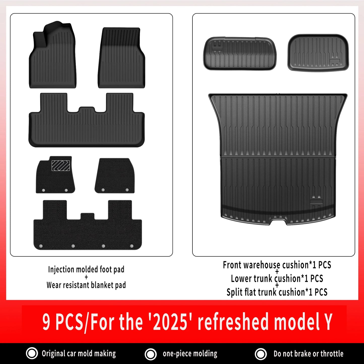 TPE Car Floor Mats For New Tesla Model Y 2025 Juniper Luggage Mat Set Waterproof Anti-slip Trunk Mats Floor Liner Backrest Mats