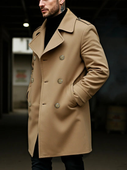 New Wool Coat Tweed Jacket Men's Windproof Wool Coat Winter Warm Fashion Street Popular Wool Coat