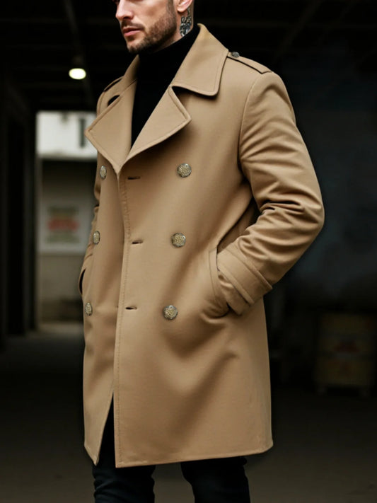 New Wool Coat Tweed Jacket Men's Windproof Wool Coat Winter Warm Fashion Street Popular Wool Coat