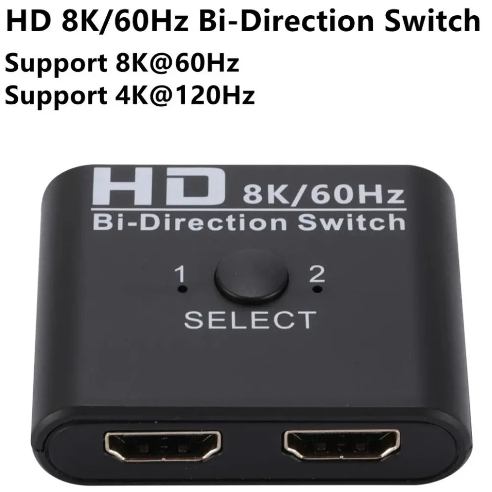 8K 60Hz HDMI-Compatible Switch Splitter Bi-Direction 1x2/2x1 HDMI-compatible Switcher 2 in1 Out for PS4 TV Box Switcher Adapter