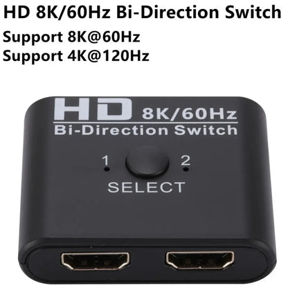 8K 60Hz HDMI-Compatible Switch Splitter Bi-Direction 1x2/2x1 HDMI-compatible Switcher 2 in1 Out for PS4 TV Box Switcher Adapter