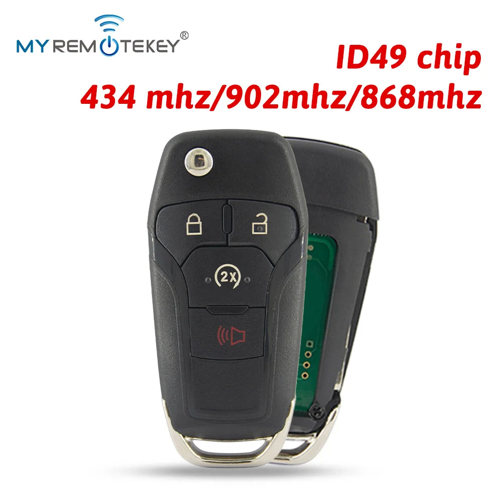 MYREMOTEKEY Flip Smart Key Fob Remote Control ID49 315/433/868/902MHz For Ford F150 Ranger 2015 - 2018 Escort Fusion 2013-2016