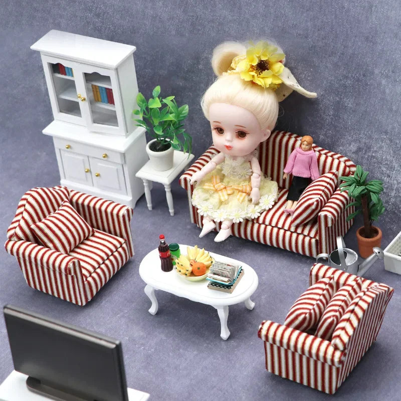 1:12 Mini Cute Dolls Sofa Pillows Set Simulation Dollhouse Furniture Toys Miniature Doll House Accessories Children Toys Gift