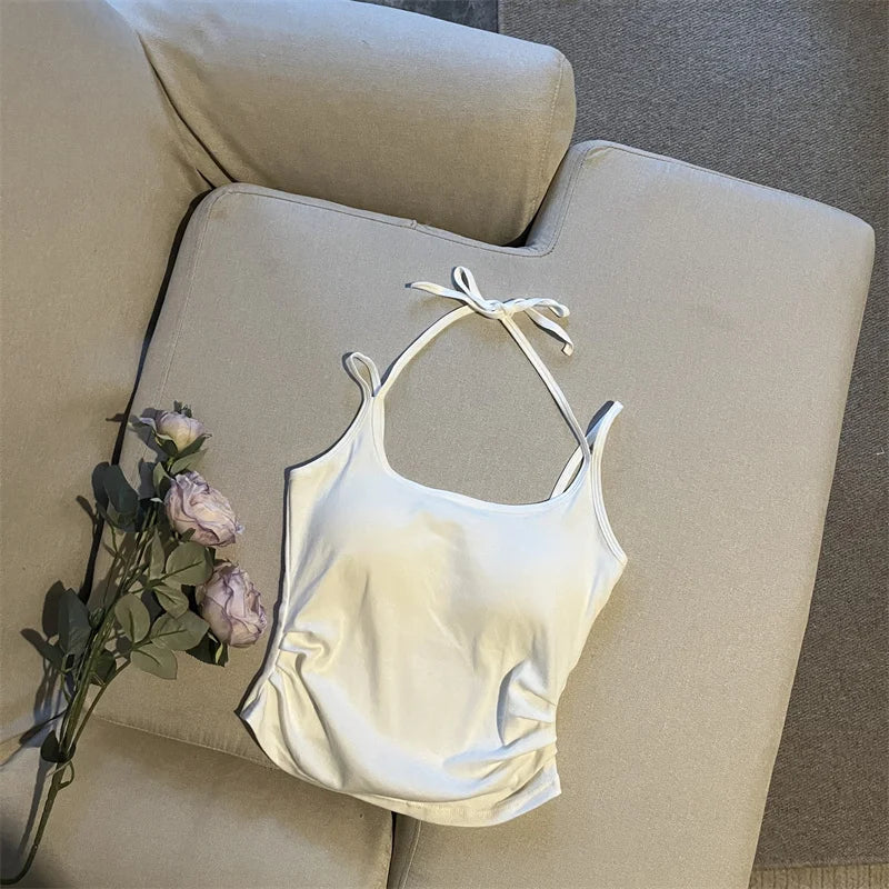 Hot ort Sve Crop Top Women's Faion Slim Fit Bal Vest Summer Outerwear Cotton Blend Comfortable Breathable Tank Top
