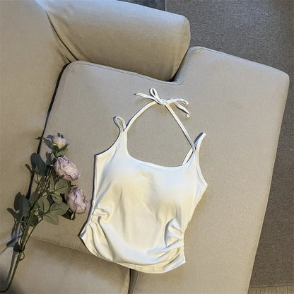 Hot ort Sve Crop Top Women's Faion Slim Fit Bal Vest Summer Outerwear Cotton Blend Comfortable Breathable Tank Top
