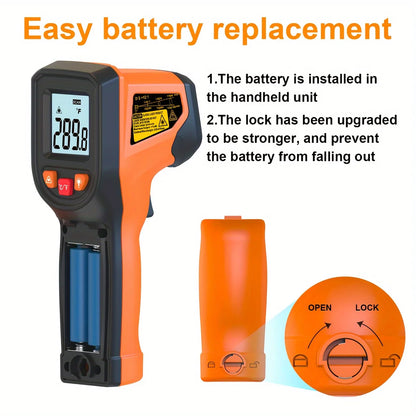 NJTY T600T600A Laser Temperature Gun Infrared Thermometer Sensor Handheld Non-contact IR LCD Industrial Pyrometer Digital 600 °C