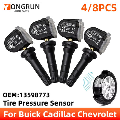 YONGRUN 4/8PCS Car Tire Pressure Sensor 13598773 Is Suitable For Cadillac Buick Chevrolet Car Tire Pressure Monitoring System