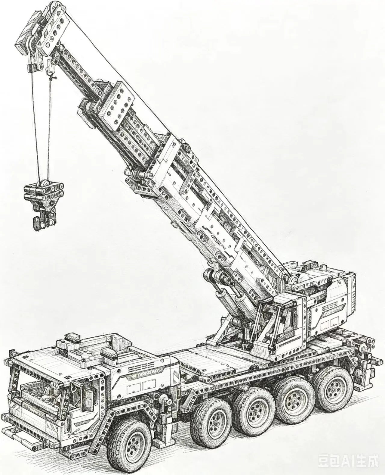 2606pcs Classic Engineering Vehicle Motor Power Mobile Crane Mk II Fit 90004 Model Building Blocks Kits Toys Birthday Gifts