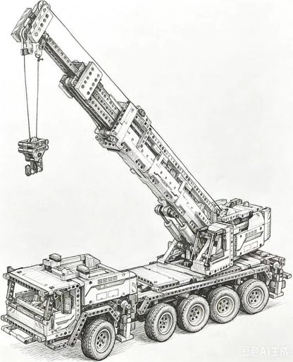 2606pcs Classic Engineering Vehicle Motor Power Mobile Crane Mk II Fit 90004 Model Building Blocks Kits Toys Birthday Gifts