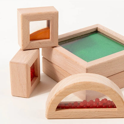 Sensory Wooden Block Set Acrylic Rainbow Building Toy Suitable For Children's STEM Learning Gift Rainbow Stacking Block Game