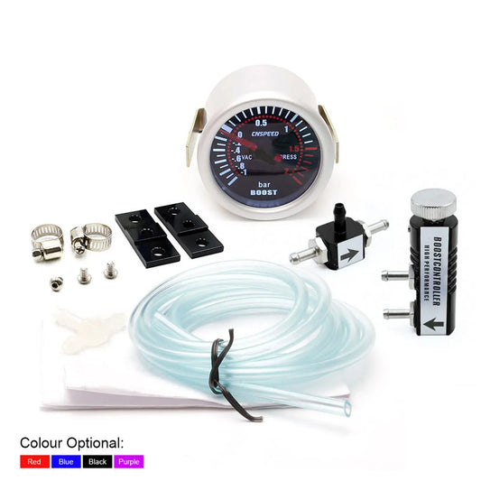 2 "52mm Turbo Boost Gauge -1-2 Bar Car Smoke Len With Adjustable Auto Turbo Boost Controller Kit 1-30 PSI