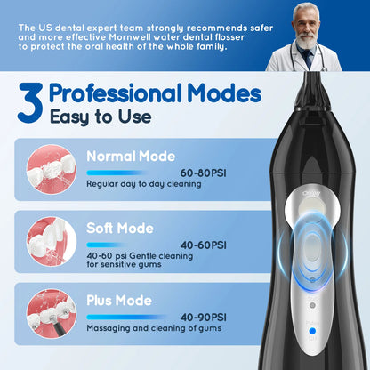 Mornwell Water Flosser Teeth Portable for Teeth/Braces USB Oral Water Floss Cleaner IPX7 Waterproof Electric Toothbrush Set Home