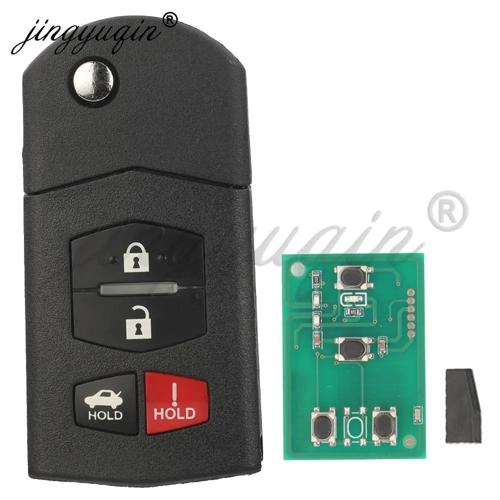 jingyuqin Flip Remote Car Key 315Mhz 4D63 Chip For Mazda 2 3 5 6 8 CX-7 CX-9 MX-5 BGBX1T478SKE125-01 CC43-67-5RYC Fob 3/4Buttons