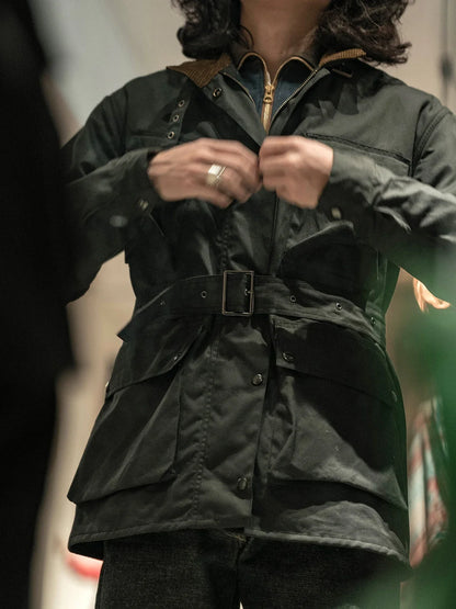 Non Stock International Wax Jacket Vintage Motorcycle Biker Coat with Multi-Pocket