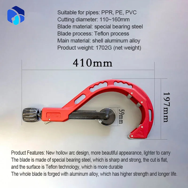 Metal Scissor 14mm-200mm PVC PP PE Bearing Copper Tube Plumbing Cutting Tool Roller Type Stainless Steel Manual Tube Cutter