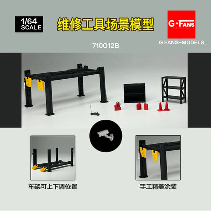 G Fans 1/64 Scale Car Garage Miniatures Model Car Parking Lot Diecast Scene Display Vehicle Scene Toy Background Collection