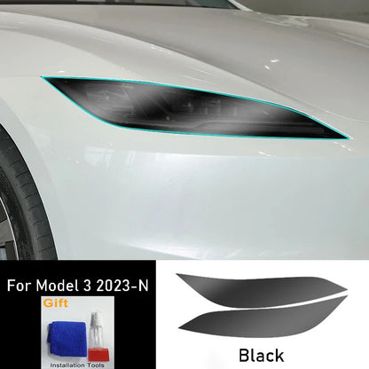 For Tesla Model 3+ Highland 2024 Car Lamp Blackening Protective Film High Light Transmittance High Quality TPU Cool Anti-scratch