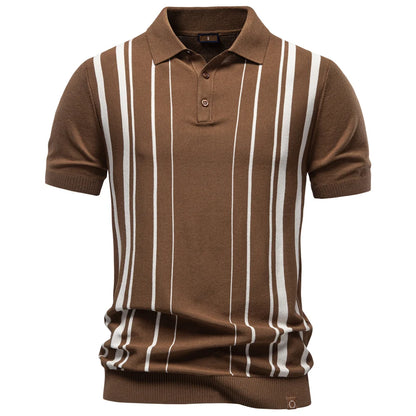 Men's 2026 Polo Shirt Stripe Old Money Style Short Sleeve Soft Breathable Casual Elegant Daily Wear Luxe Polo Shirts for Male
