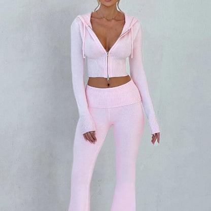 Spring New Women's Clothing Slim-fit Short Hooded Top Casual Pants Fashion Suit Women's Two-piece Set