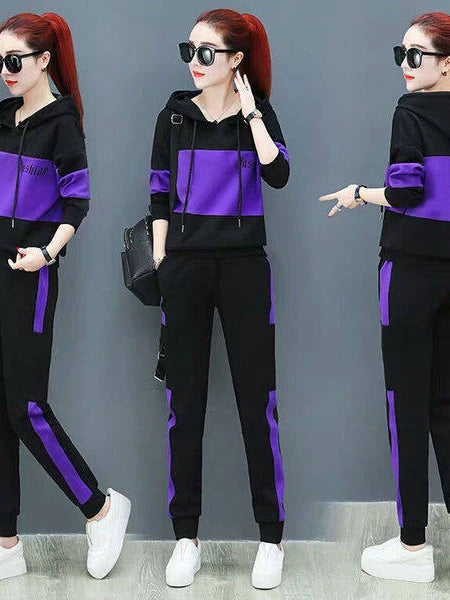Loose Casual Women's Sportswear Set Fashionable Mom's Spring Autumn Outfit Two-Piece Suit Korean Style High Waist Long Pants