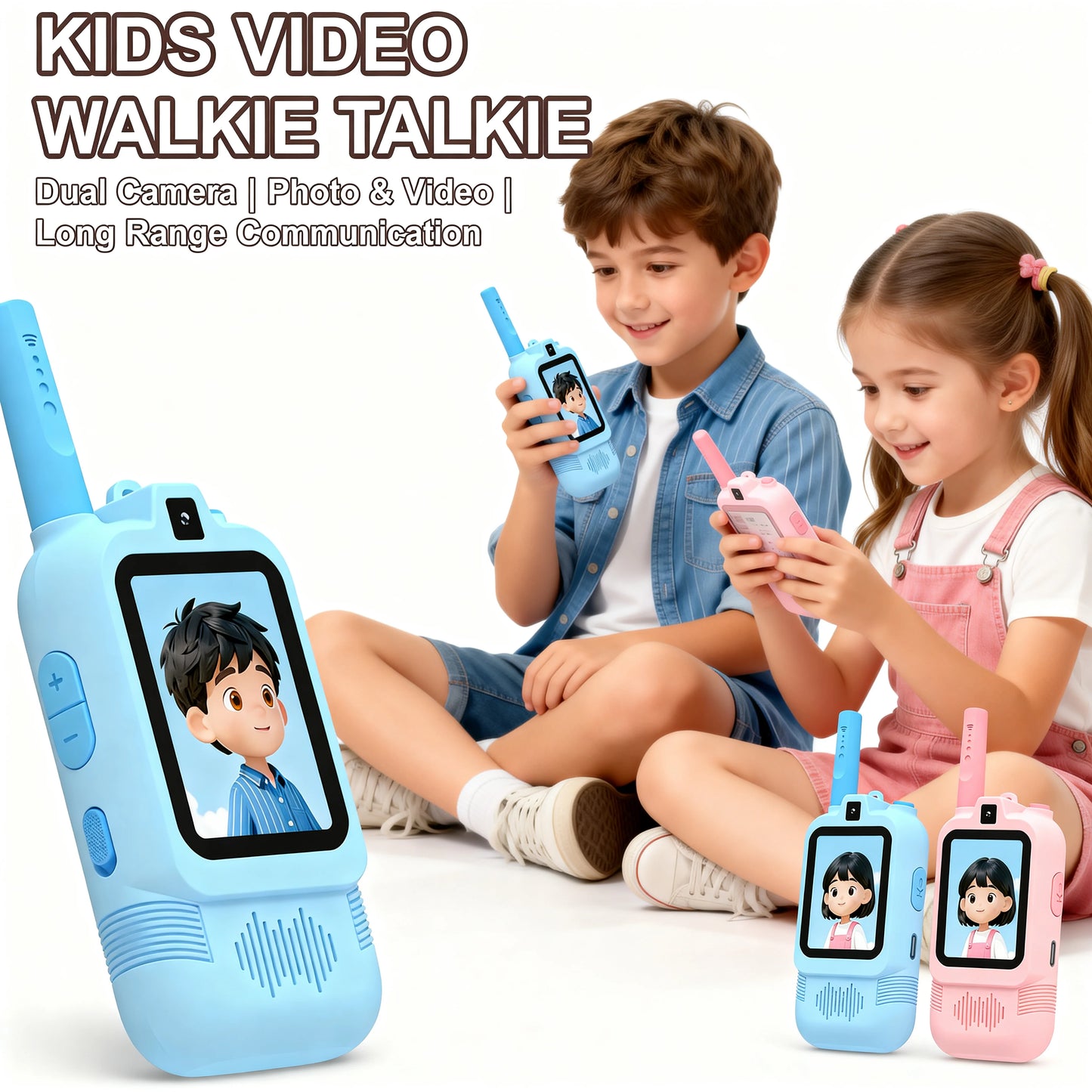 Kids Video Walkie Talkie With 2 Inch HD Screen Dual Camera Rechargeable One Click HD Call Intercom For Children Gadgets Technolo