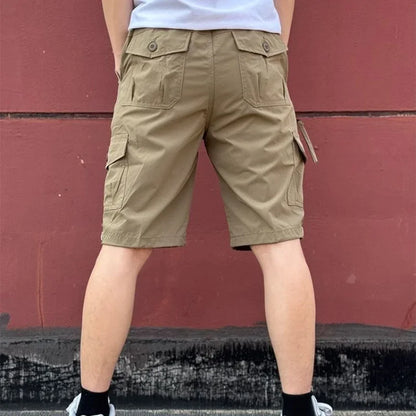 Mens Cargo Shorts Loose Solid Long Wide Half Short Pants for Men Baggy Bermuda Multi Pocket Harajuku Japanese Street Style Y2k