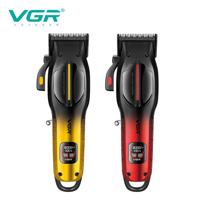 VGR high-end professional hair clipper gradient metal body hair trimmer 9000 RPM LCD digital display electric push shear V-026