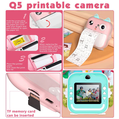 Children 1080P HD Digital Camera Toys Instant Print for Kids Thermal Print Camera Instant Print Photo Video With TF Memory Card