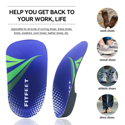 RooRuns Orthopedic Arch Support Shoes Insoles 3/4 Length Flat Feet Shoes Pads for Feet Plantar Fasciitis Heel Pain Relief Unisex