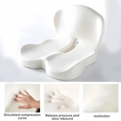Memory Foam One-piece Seat Cushion Backrest Office Chair Cushion Massage Lumbar Support Pain Relief Breathable Car Butt Pad